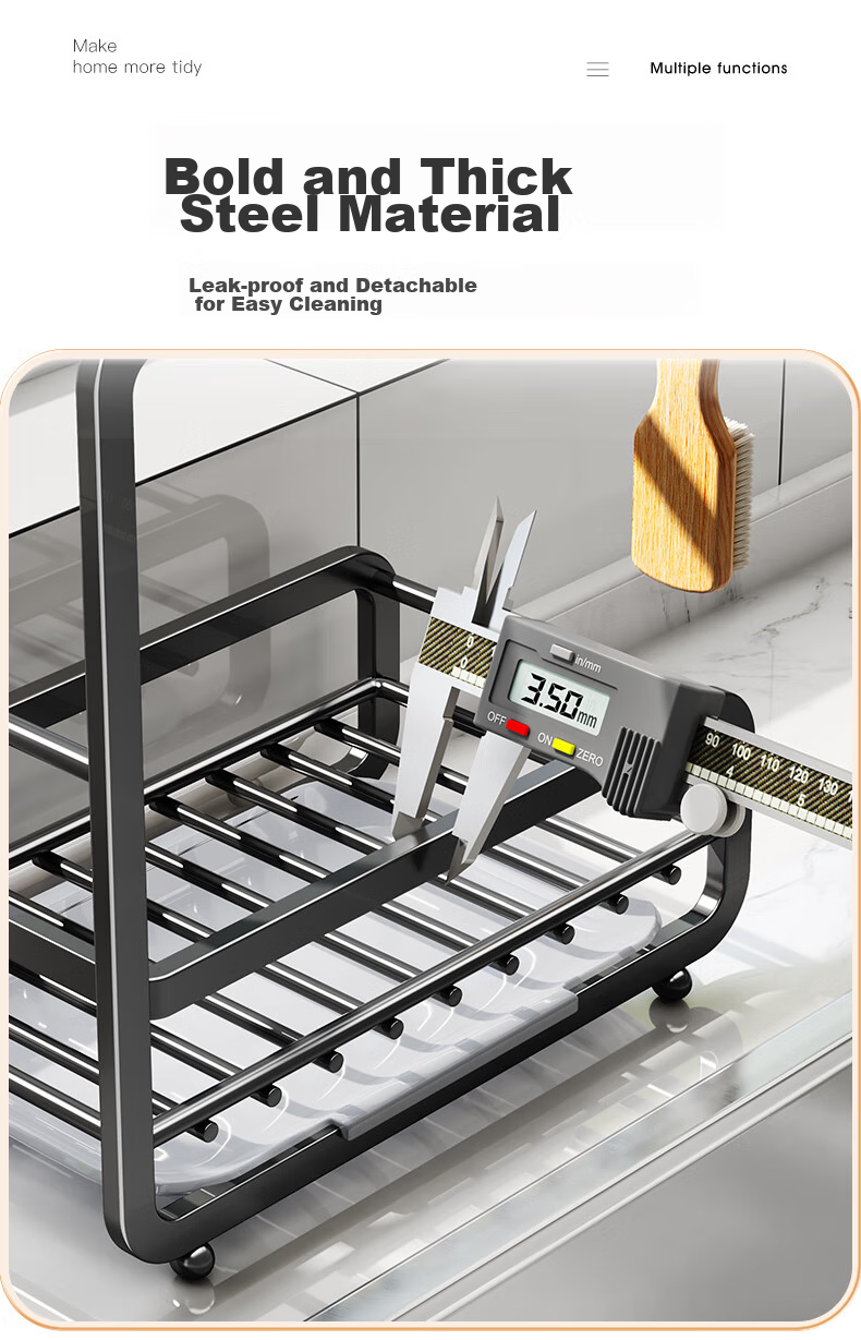 Shuaishi Stainless Steel Kitchen Towel Rack Draining Rack No-Drill Dishcloth Holder Sink Sponge Storage Shelf 11