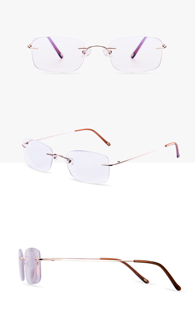 Laoyezi Anti-Blue Light Reading Glasses for Men And Women, Bifocal High Definition Ultra-Light Frameless Reading Glasses, Gold Color, 250 Degrees 12