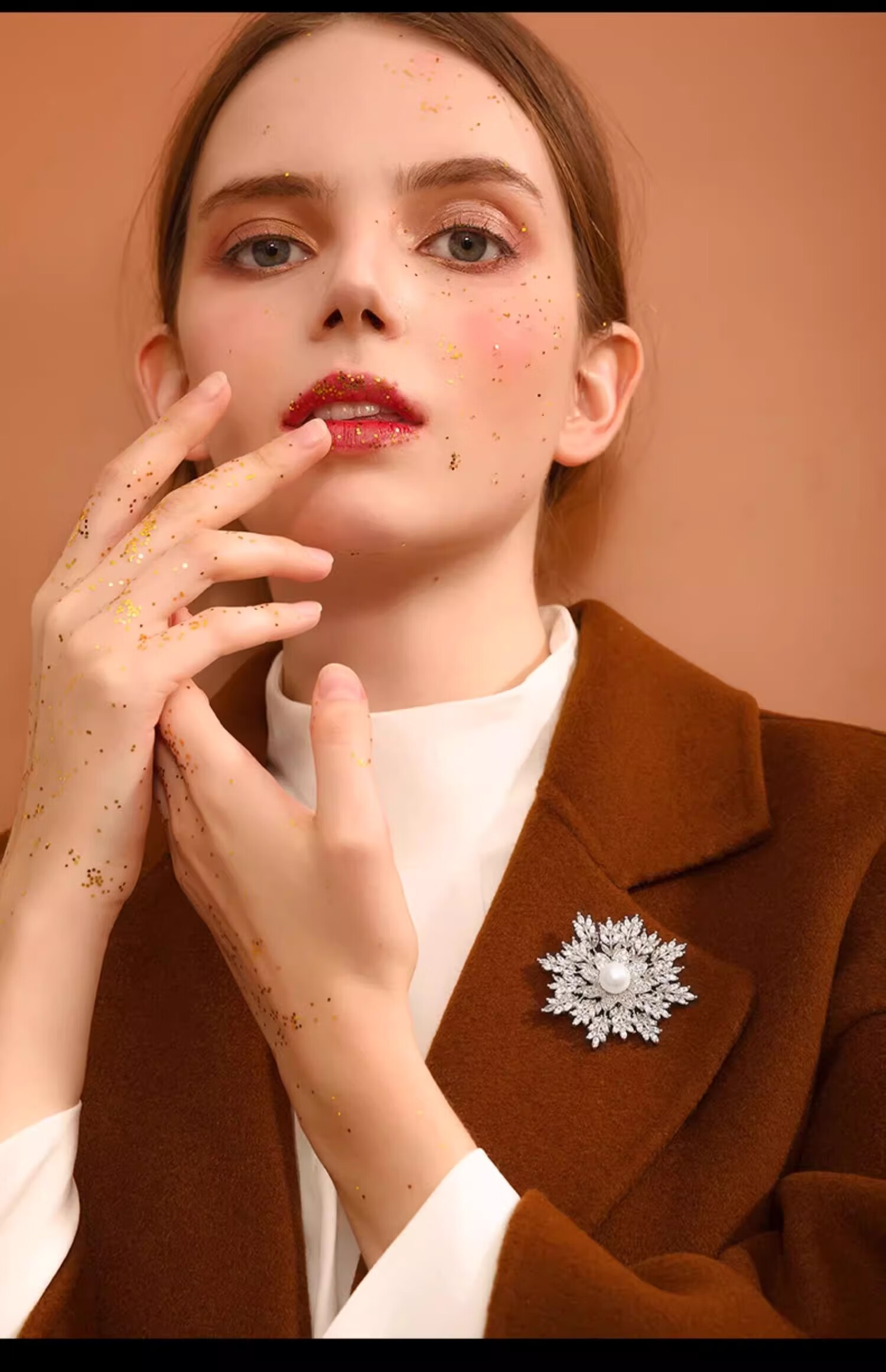 Eternelle French Eternal Design-Inspired Brooch for Women, Elegant Snowflake Pin, High-End Exquisite Silk Scarf Clasp, Birthday Gift 11