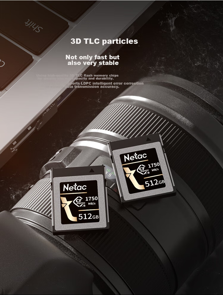 Netac 512GB CFexpress Type B Memory Card CF2000 Series Read 1750MB/s Mirrorless Fuji Canon Nikon Compatible 8K Video Memory Card CF Card 8