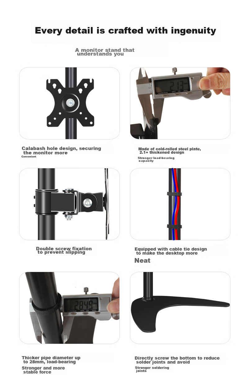 HILLPORT HILLPORT 24/27/32-Inch Monitor Stand with Height Adjustment, Tilt, Swivel, And Rotation for Samsung, Redmi, Dell, ASUS 20-22 14
