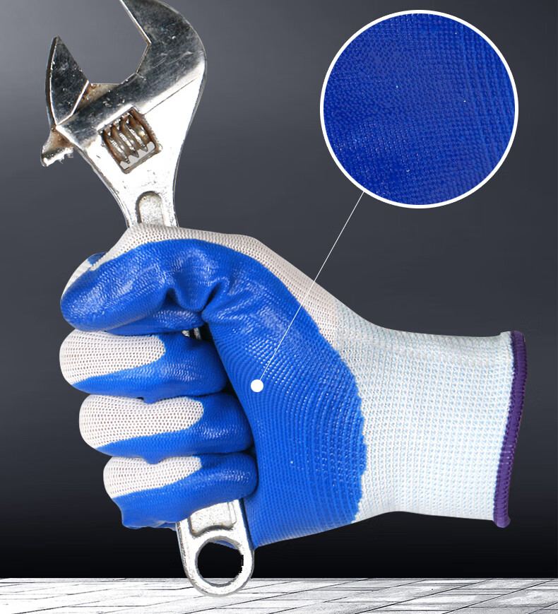Shengfang Nitrile Coated Gloves, 12 Pairs/pack, Protective Wear-Resistant Oil-Resistant Latex Rubber Coated, for Construction Site Handling 8