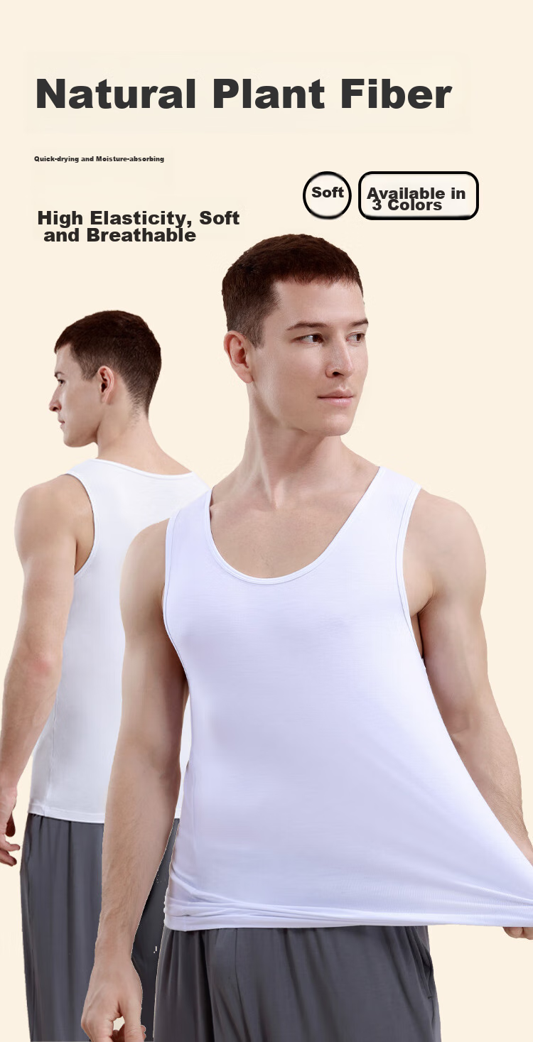 CHERISH LIFE Men's Tank Top Undershirt Sleeveless Vest, Elastic Breathable Undershirt for Athletic Performance 1