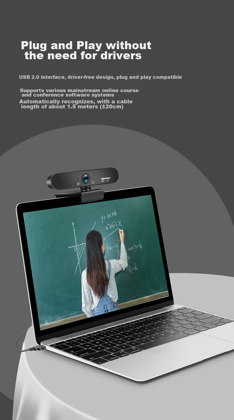 Newmine Computer Webcam with Microphone, HD Live Streaming 1080P Wide-Angle USB Webcam for Desktop, Laptop, External Camera for Home Video Calls, Meetings And Office Use 6