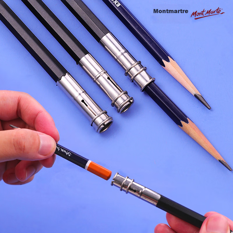 Mont Marte Pencil Extenders, Set of 3, Dual-Head Metal Pencil Extender for Sketching And Charcoal Drawing, Elementary School Student Pencil Lengthener, Art Drawing Carbon Pen Extension Rod P-NX Sketching, Marker Drawing