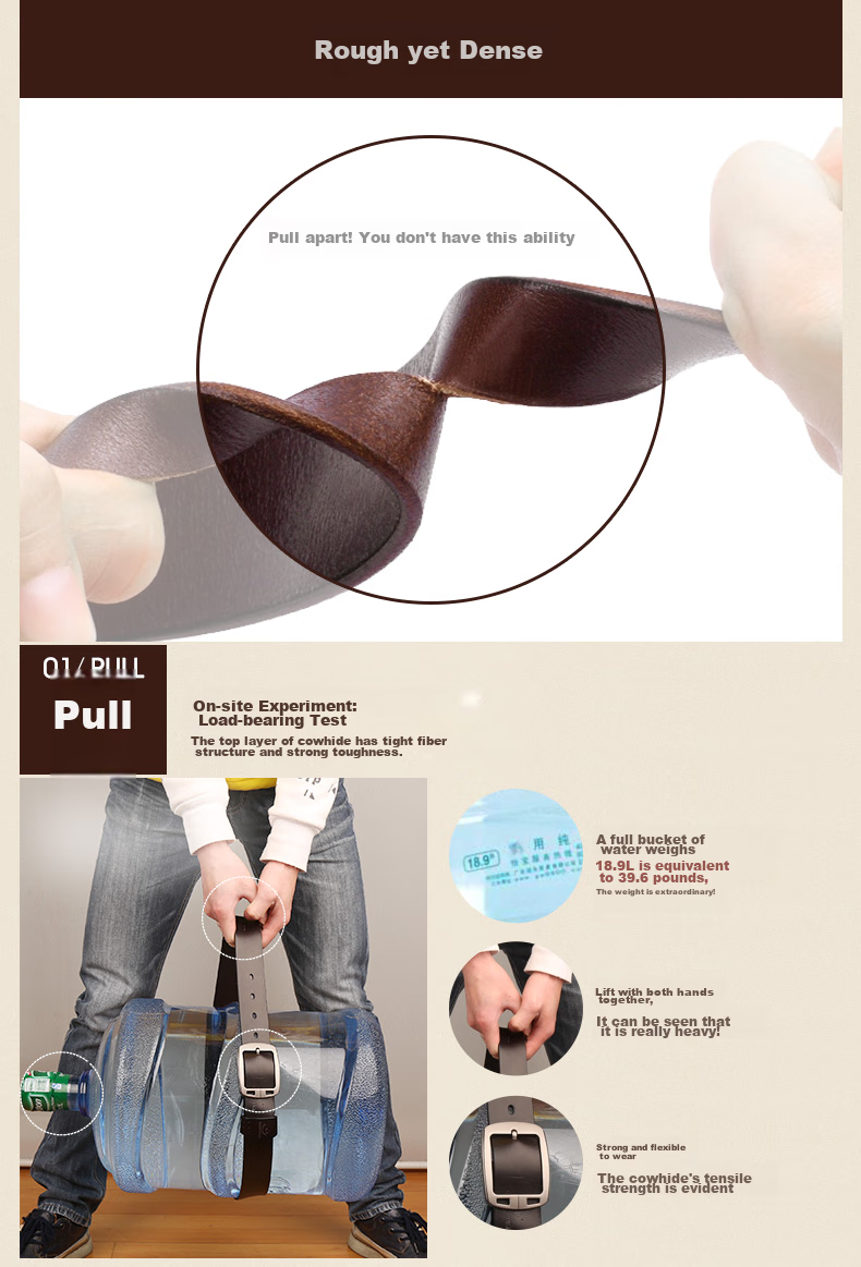 American Bison Men's Genuine Leather Belt Casual Vintage Cowhide Pin Buckle Waistband Birthday Gift for Boyfriend 9