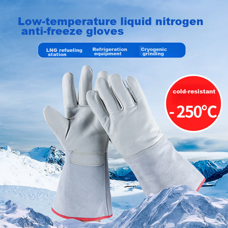 Beifute Anti-Freeze Gloves, Carbon Dioxide Fire Extinguisher Special Cowhide Low Temperature Resistant Gloves, Cold Storage Labor Protection Liquid Nitrogen Gloves, Cold-Resistant And Frost-Proof Gloves, 26cm