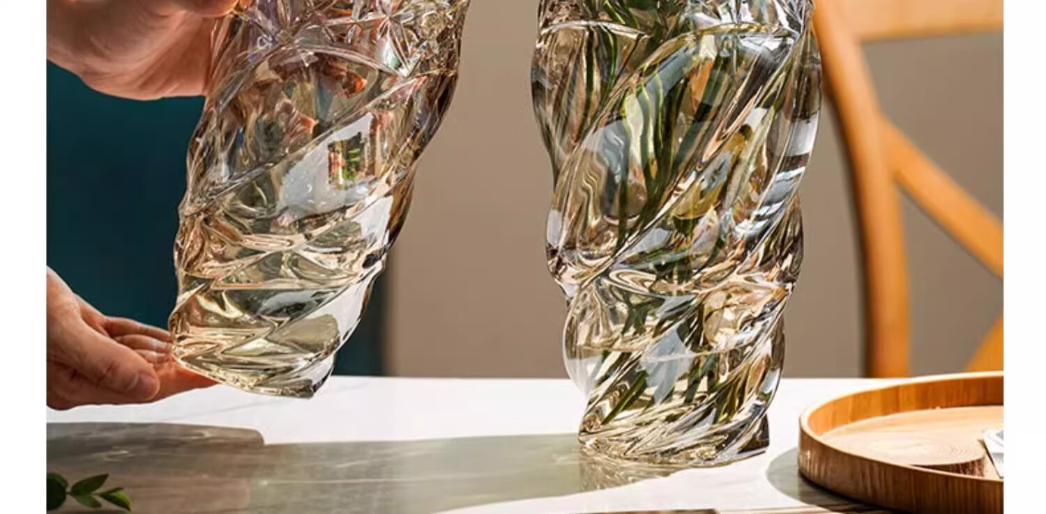 Fanyejia Luxury Crystal Vase, Elegant Large Glass Ornament, Nordic Style for Living Room, Flower Arrangement, Rose, Bedroom Water-Grown Fresh Flower Vase 5