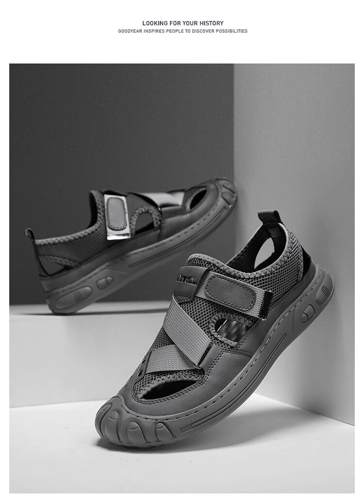 Bull Family Men's Summer Closed-Toe Sandals Soft Leather Soft Sole Outdoor Water-Resistant Casual Trendy Men's Clogs 31