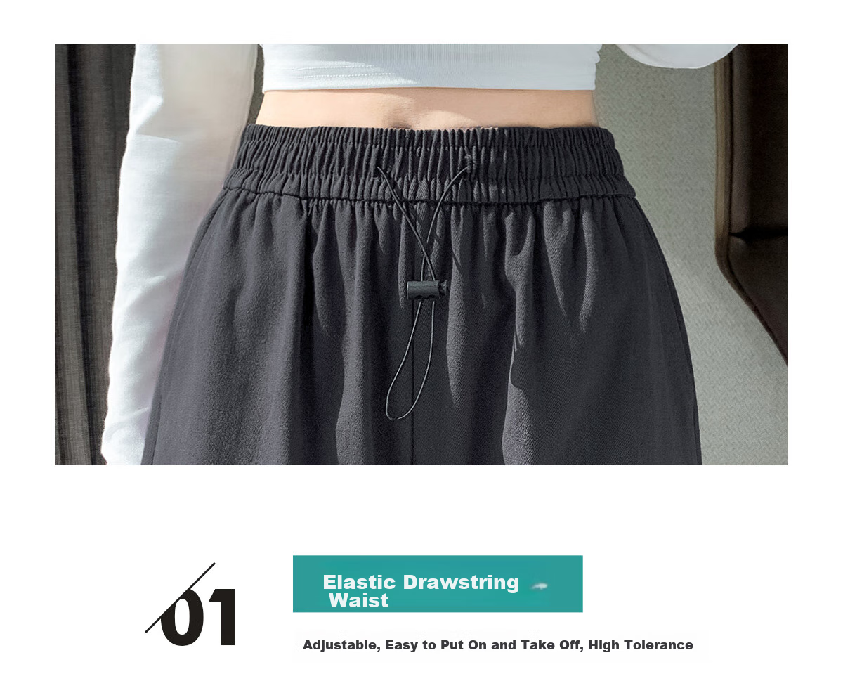 Halo Queen Women's Casual Pants, American-Style Breathable Loose Cargo Pants, High-Waisted Draping Parachute Pants H13KK2711 13
