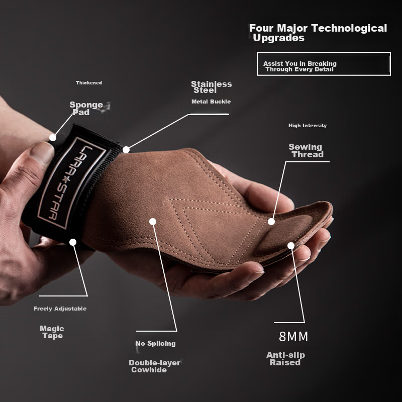 LARASTAR Pull-Up Straps, Grip Straps, Fitness Gloves, Chin-Up And Deadlift Hand Guards for Men And Women, Wrist Support, Brown Color