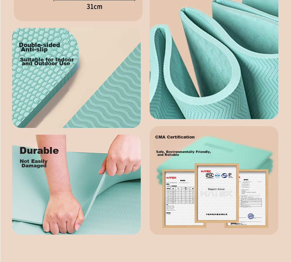 PROIRON Puli'ai Foldable Yoga Mat, TPE Portable Non-Slip Thickened Student Nap Mat, Fitness Shock-Absorbing Floor Mat for Men And Women, Gray 3