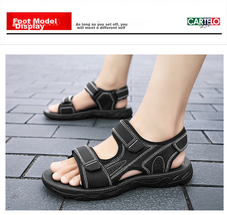 CARTELO Men's Sandals, Summer 2026, Breathable Casual Outdoor Beach Shoes, Men's Outdoor Soft-Soled Hole Shoes 9