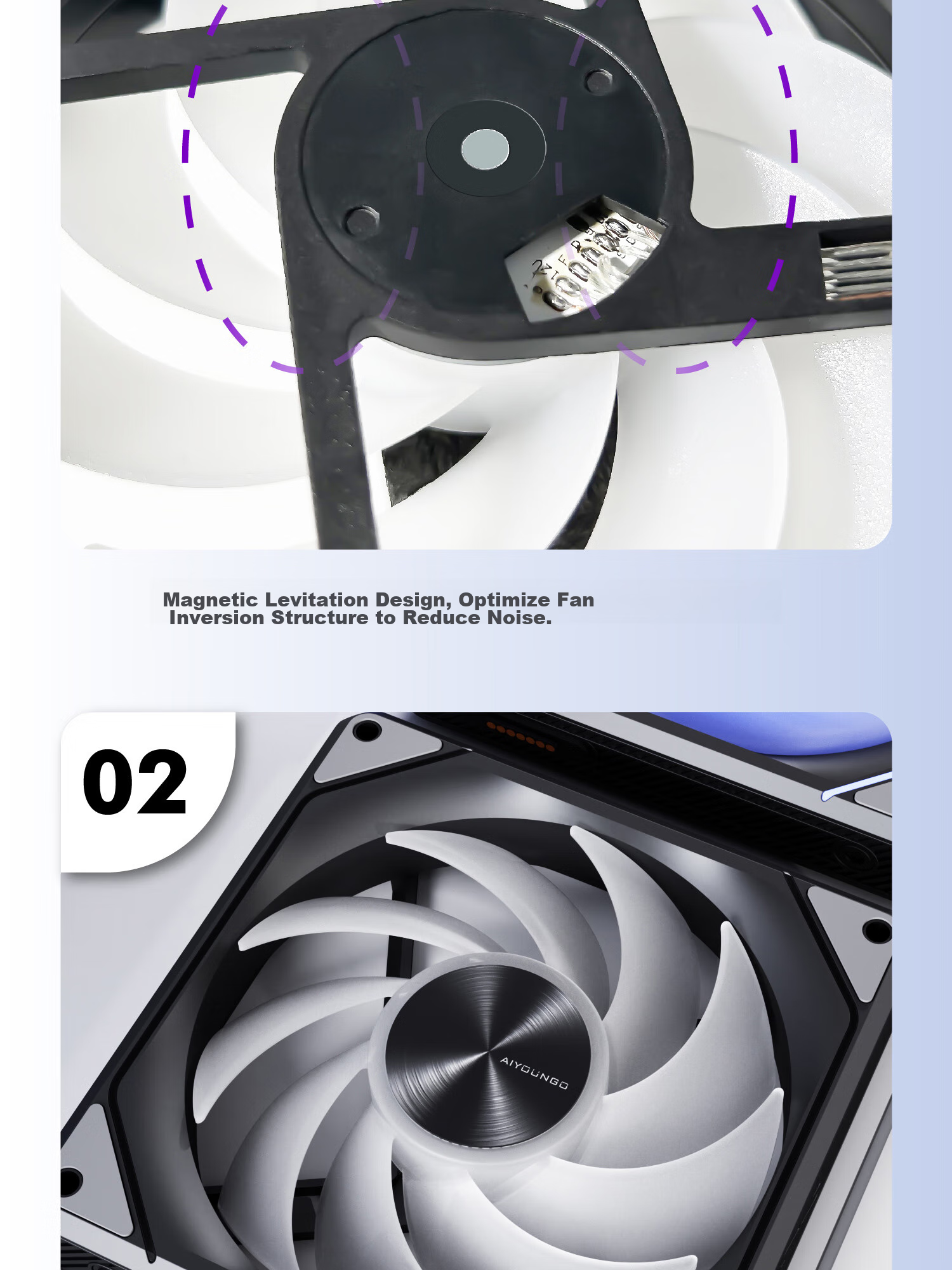 Aigo Starry Moon Black Anti-Leaf Single ARGB Light Effect, 5V 3-Pin Synchronized Lighting, Magnetic Building Block Case Fan 12CM/PWM Intelligent Temperature Control/Wireless Modular Connectio 13