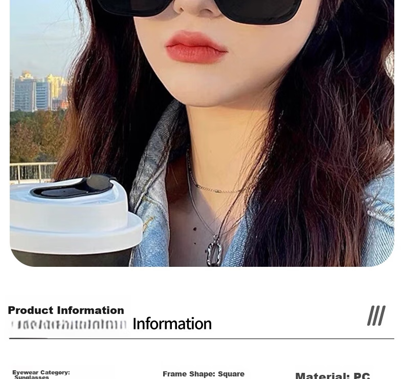 HB Polarized Sunglasses - 1758 Square Frame, Unisex Sun Protection, Face-Slimming Effect, for Driving And Car Use, GM Sunglasses 2