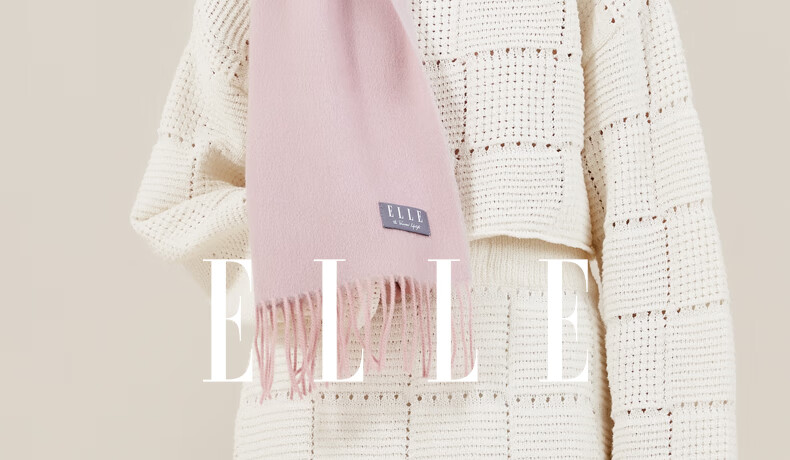 ELLE [Gift Box] 100% Wool Scarf for Women, Double-Sided Autumn And Winter Thick Warm Shawl Neck Wrap Gift Mid-Autumn Festival 22