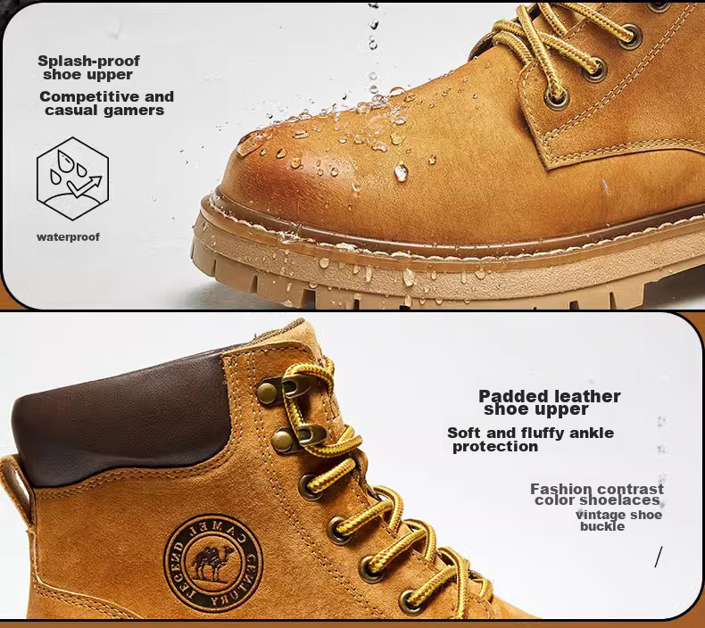 CAMEL Wang Junkai's Matching High-Top Outdoor Work Boots for Men, G15W136025, Desert Yellow, Size 43 8