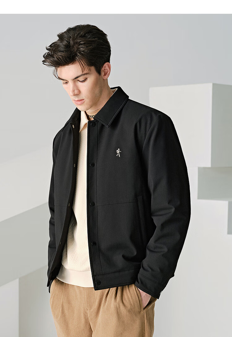 DANCING WOLVES Goose Down Lining Black Gold Graphene Textured Thickened Men's Jacket 001 Black 175 2