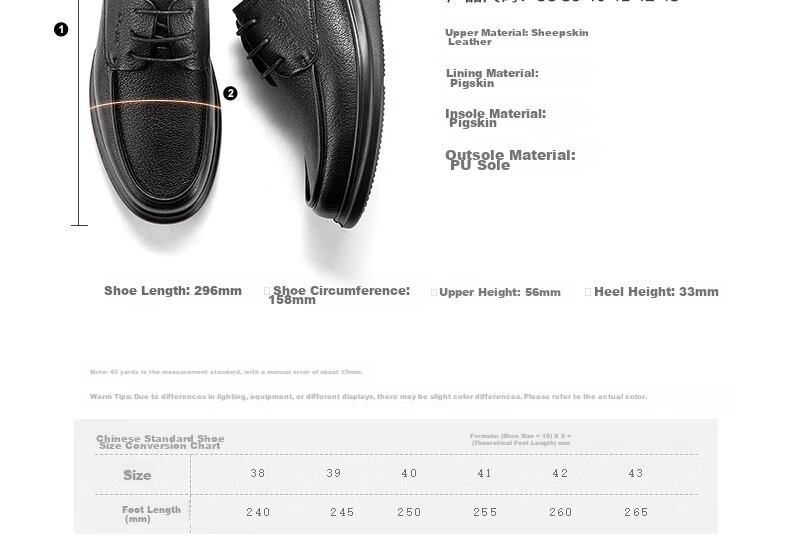 Aokang Business Casual Leather Shoes, Sheepskin Soft Sole, Comfortable Lace-Up Work Shoes, Black Size 41 7