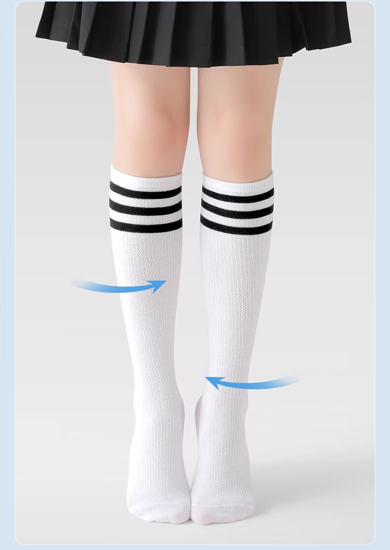 LangSha Children's Socks, Girls' Mid-Calf Socks, Spring And Summer Mesh Breathable Socks, Girls' Preppy Style Versatile School Uniform Socks, Size L 7
