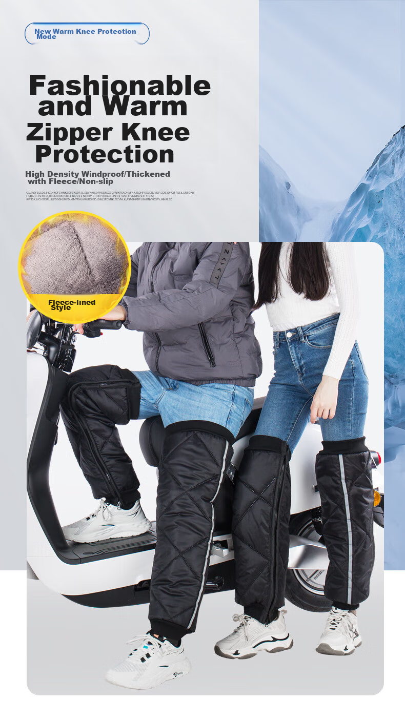 LAC Knee Pads, Motorcycle Knee Guards, Winter Cold-Proof Thickened Knee Pads, Electric Scooter Protective Gear, Leg Guards, Short Knee Pads in Black 1