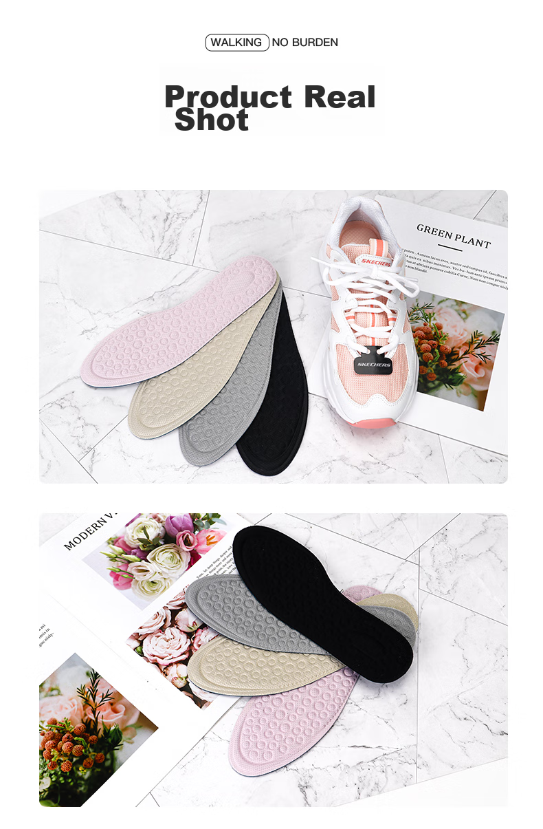 Maigaole 2 Pairs, Women's Insoles, Soft Sole Comfortable Breathable Sweat-Absorbing Thin Sports High Heel Insoles, Pink, Size 35-36 12