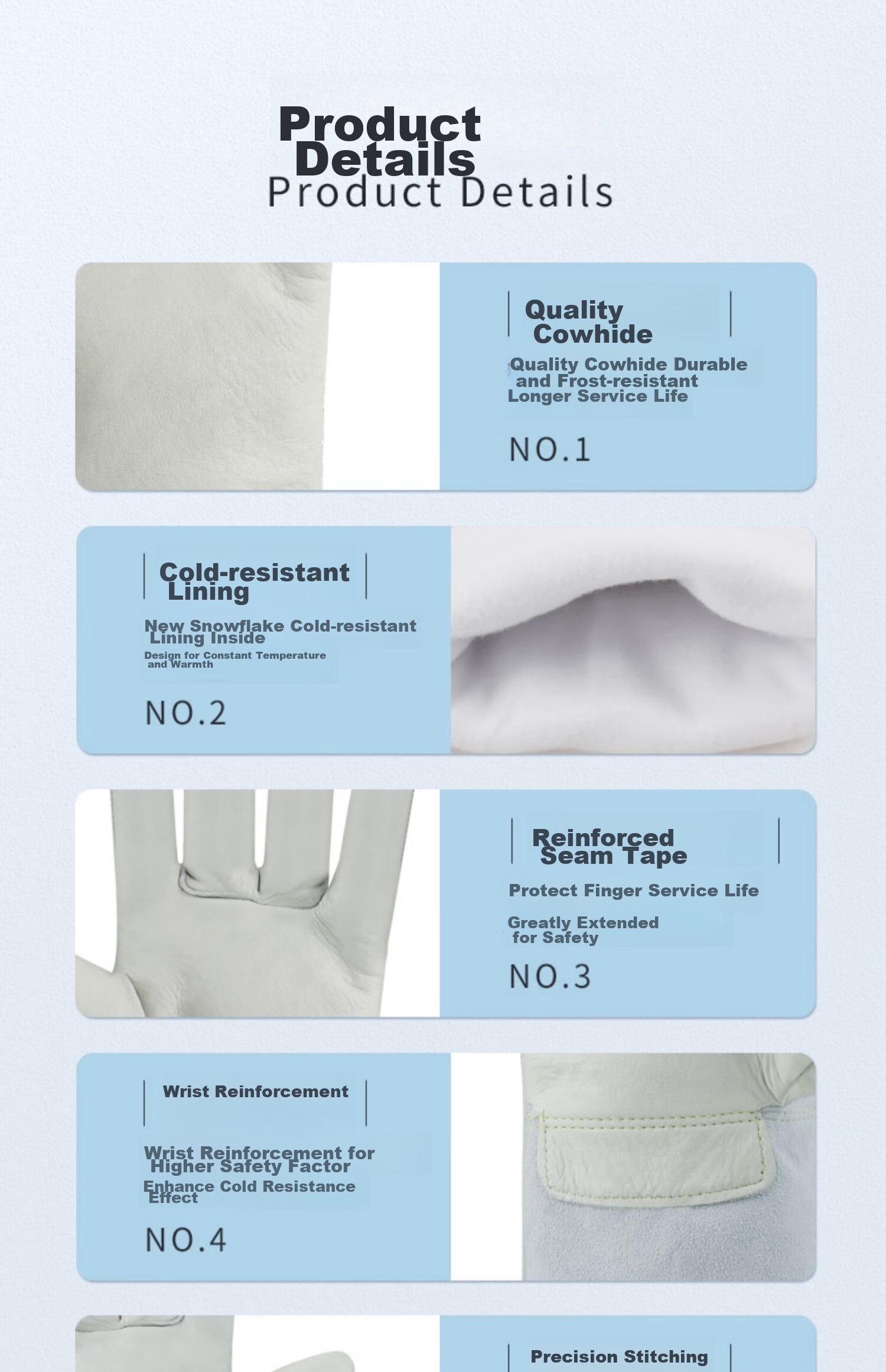 Beifute Anti-Freeze Gloves CO2 Fire Extinguisher Special Cowhide Low Temperature Resistant Gloves Cold Storage Labor Protection Liquid Nitrogen Resistant Cold and Frost Resistant Gloves 30cm 6