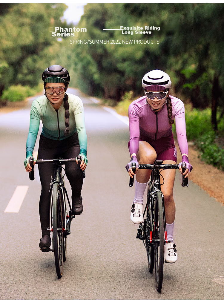 Lameda Women's Cycling Jersey, Long Sleeve, Spring And Summer Sun Protection, Breathable, Quick-Drying, Mountain And Road Bike Top, Cream White And Gray, Size L 2