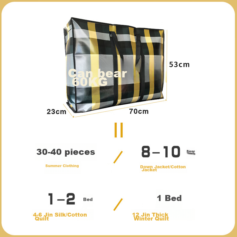 Jinghuisichuang Moving Packing Bags, Reinforced Tear-Resistant Large Capacity Storage Bags, Express Woven Bags, Clothing Storage Bags, 2-Pack 4