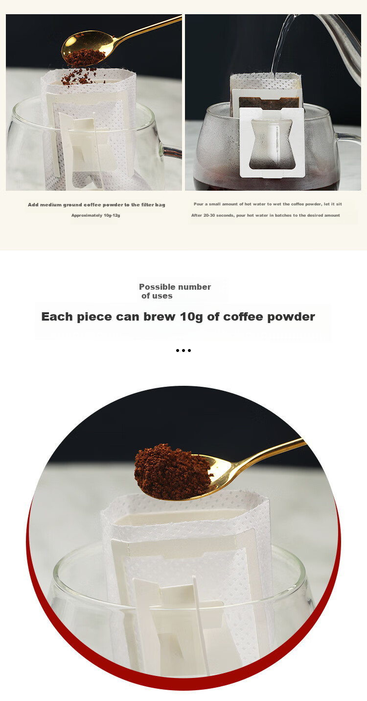 BJ Hanging Ear Coffee Filter Paper, Portable Drip-Style Pour-Over Filter Cup, Filter Paper Bag, Coffee Powder Filter Bag 6