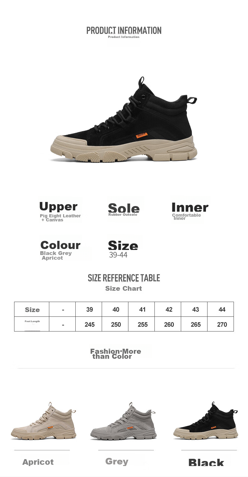 CALIFBULL Men's Shoes Spring And Autumn Trendy Retro Martin Boots Work Boots Men's Style Breathable Outdoor Combat Boots Apricot Color Size 39 6
