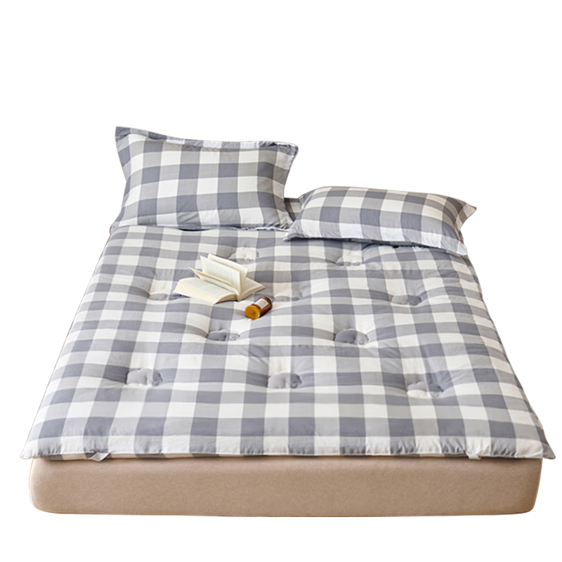 Grace Class A Pure Cotton Mattress, 100% Xinjiang Cotton Bedding, Student Dormitory Mattress, 1.2x2 Meters, Plain Gray Plaid