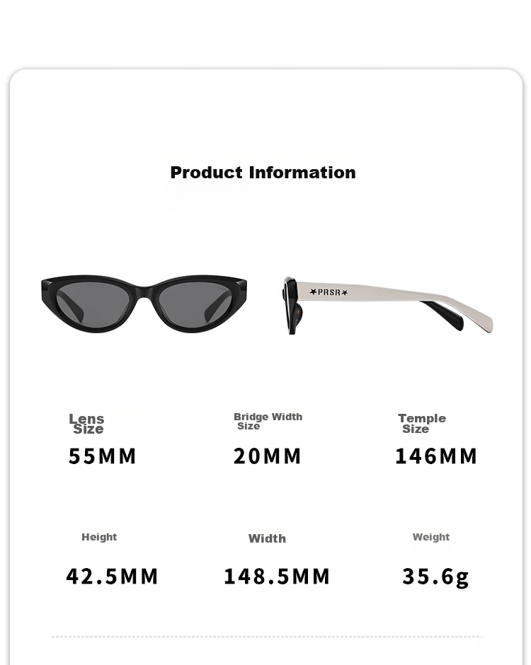 Prsr [Qianjin Frame] Celebrity-Style Sunglasses, High-End Retro Cat-Eye Sun Protection Glasses PS3062-B 7