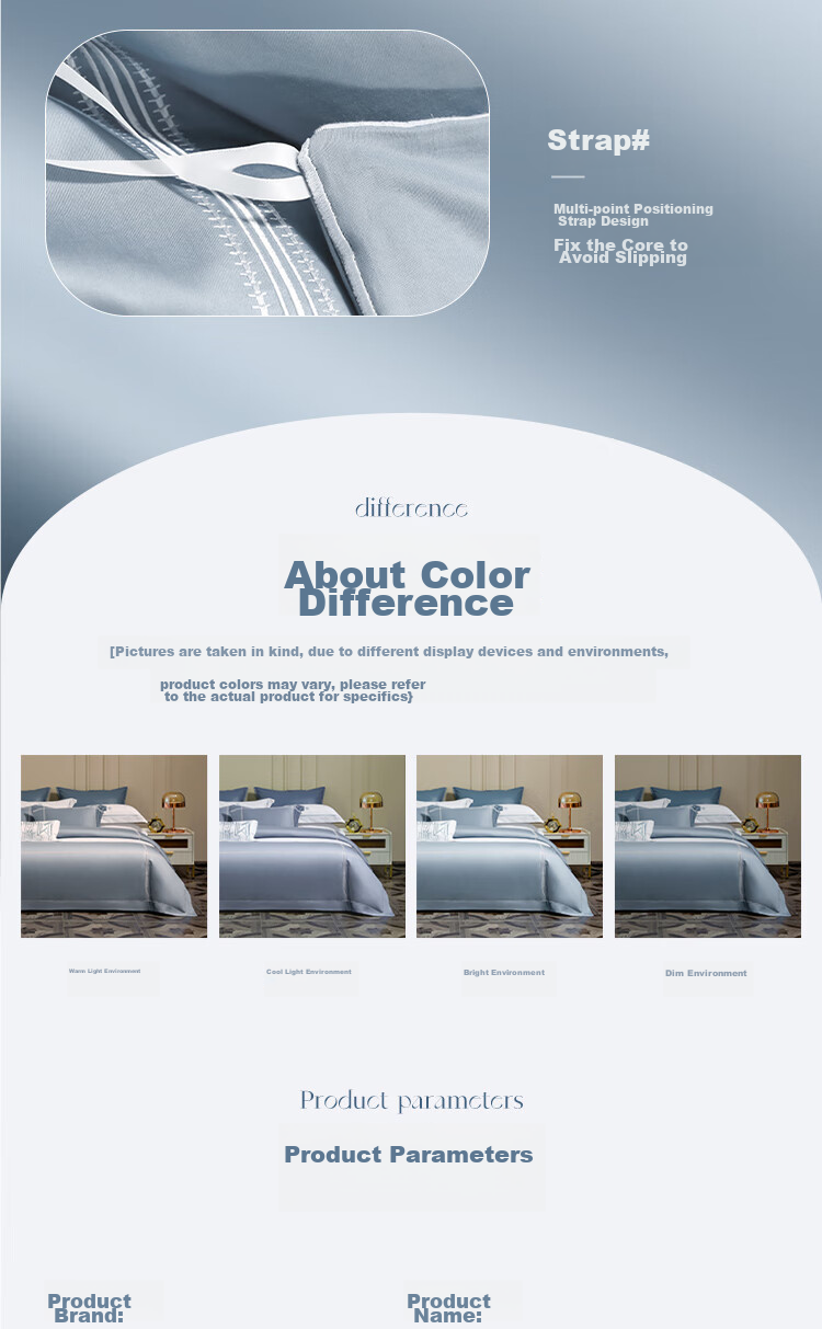 Mengjie Jiafang 100% Long-Staple Cotton High-End Luxury Four-Piece Bedding Set, Pure Cotton Embroidered Bedsheet And Duvet Cover, for 1.8m Bed, 220*240cm, Aivite - Blue 9