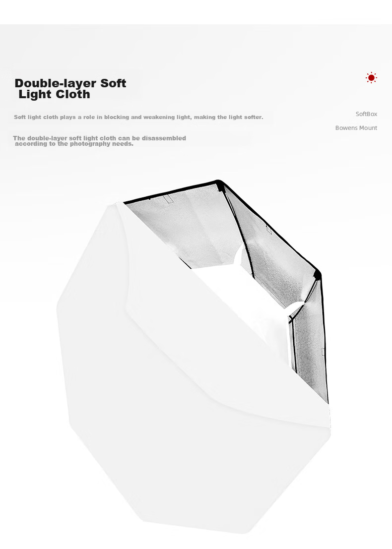Godox 120cm Octagonal Softbox, Live Streaming Video Beauty Softbox, Photography Studio Shooting Fill Light, Soft Light Dome, Baorong Mouth 7