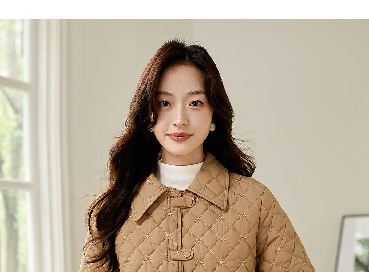 PinCai Women's Cotton Jacket Fashion Woven Design Lapel Thickened Lightweight Winter Coat P144M1003 20
