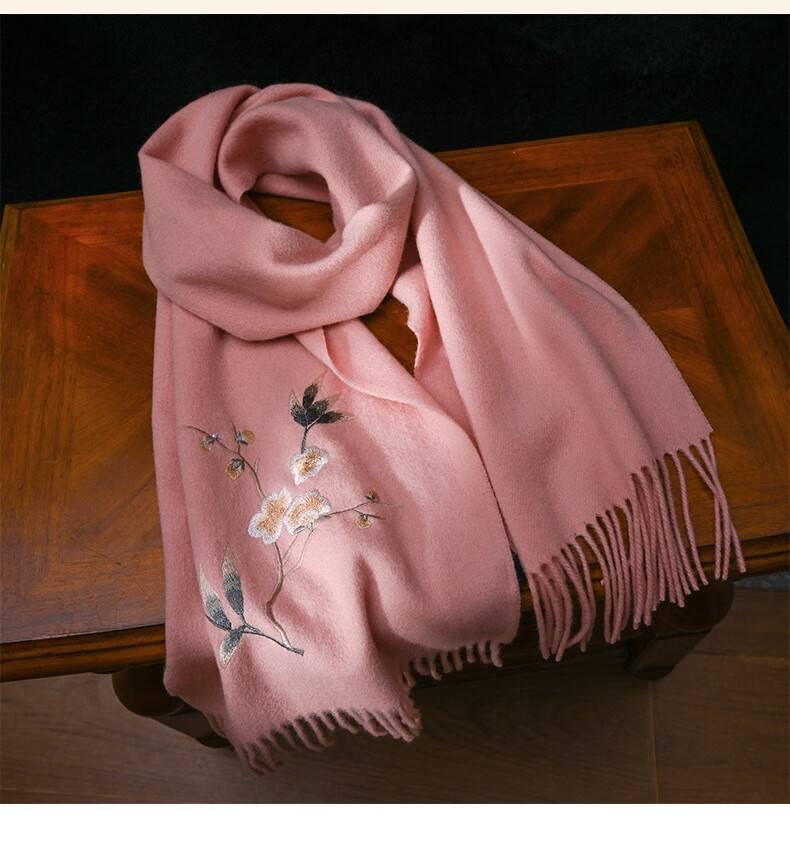 Hangsifu Pure Wool Embroidered Scarf, Neck Warmer, Outer Wrap Shawl, Autumn And Winter Warm Cloak, Birthday Gift Box for Mothers And Wome 26