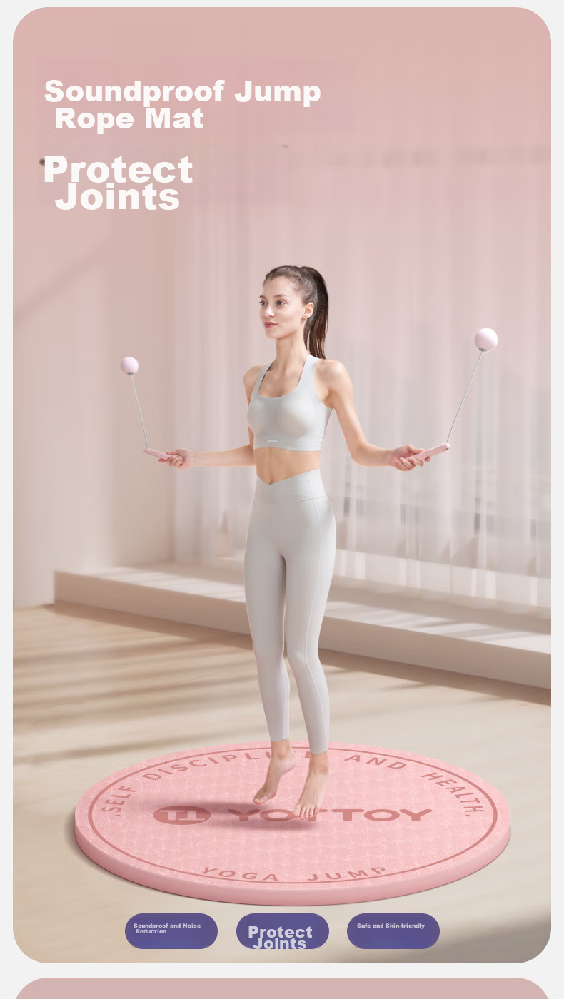 Yottoy Circular Cordless Jump Rope Mat, Shock-Absorbing Thickened Soundproof Home Indoor Fitness Exercise Non-Slip Cushioning Floor Mat 1