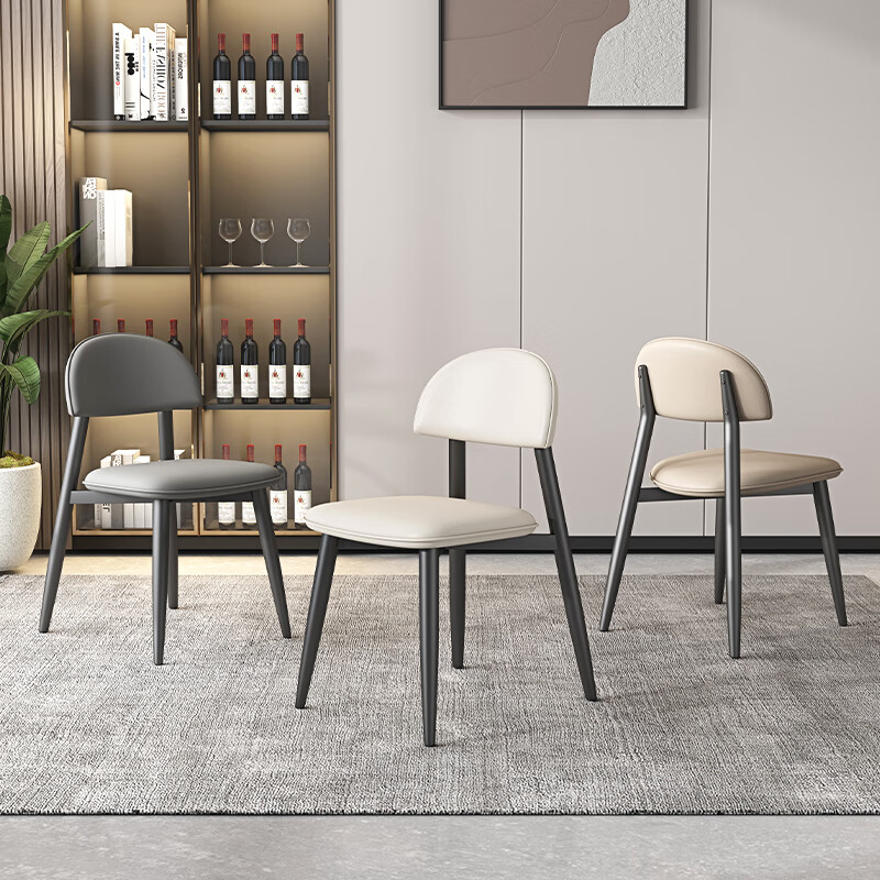 Shidaijiaju Minimalist Nordic Dining Chair, Modern Simple Home Desk Chair with Backrest, High-End Makeup Chair, Gray, Set of 2