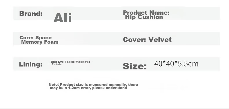 Ali Ergonomic Memory Foam Office Seat Cushion, Hemorrhoid Pad, Chair Pad, Long-Sitting Aid, Student Butt Pad, Gray 19