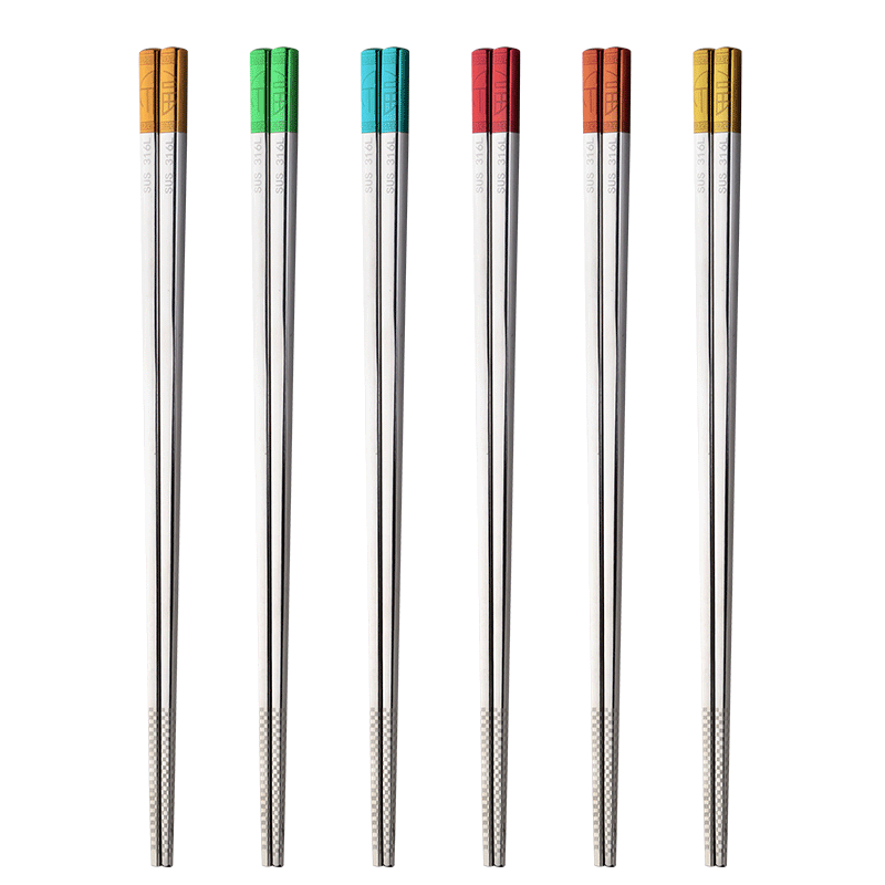 JD Original Chopsticks, Household Tableware, 316L Stainless Steel, One Pair Per Person, [Antibacterial And Heat-Resistant], 6 Pairs Set