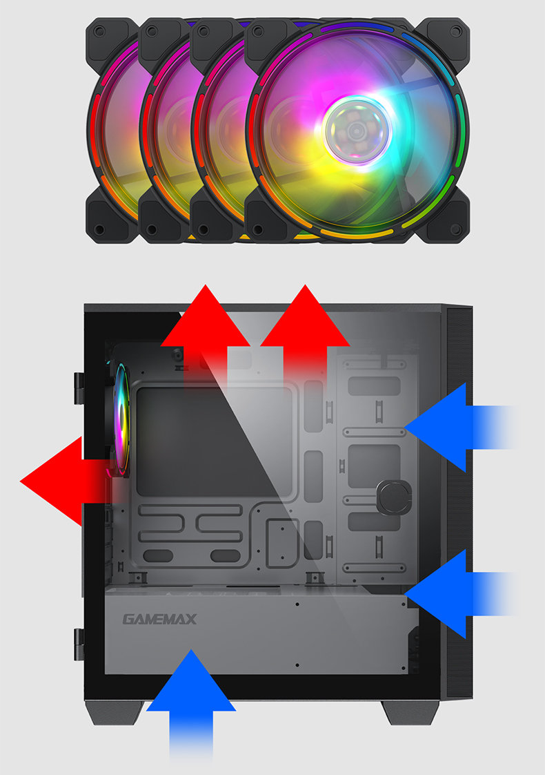 GAMEMAX Titan Giant 2 Full Tower Silent Desktop Computer Tower EATX/soundproof Noise Reduction Plate/water Cooling/360mm Water Cooling Can Only Fit 1 Optical Drive/multi-Bay Gaming Case 6