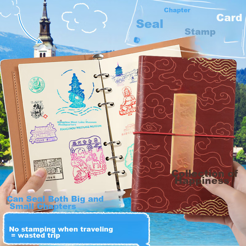 Jiaranheng Travel Stamp Collection Notebook, Blank Pages A6, Stamp Collection Book, Loose-Leaf Notebook, Beijing Palace Museum Tourist Spot Journal, Souvenir, Red