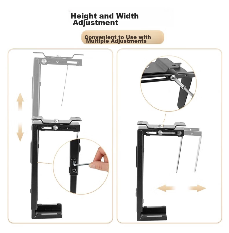 Zhiercheng Computer Tower Stand Adjustable Desk, Computer Case Hanging Bracket, Desktop Computer Chassis Support Rack, Adjustable Size And Rotating Angle, Easy Cable Management 3