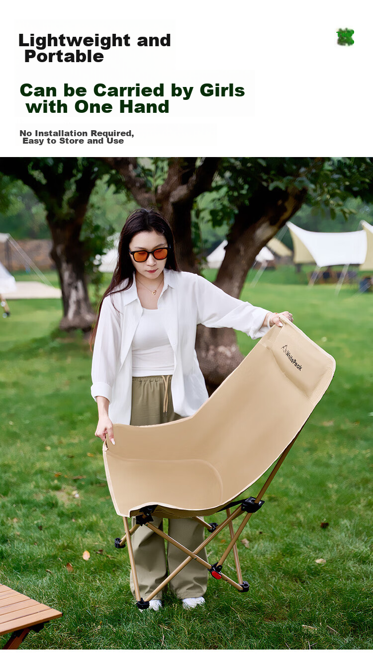 WhitePeak Moon Chair, Outdoor Folding Chair, Camping Chair, Portable Stool, High Back Fishing Stool, Fishing Chair, Camping And Beach Chair 3