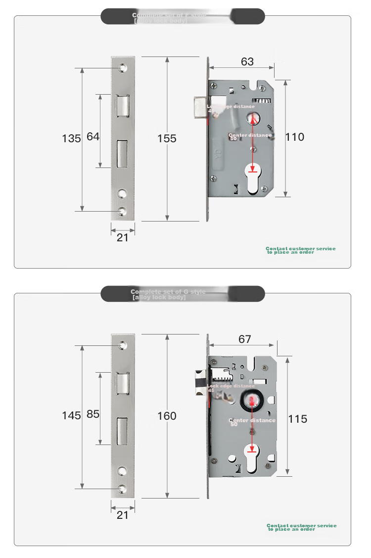 GUTE Door Lock, Interior Bedroom Wooden Door Lock, Room Door Handle, Stainless Steel Bathroom Door Lock, Brushed Color, Adjustable Door Lock 14