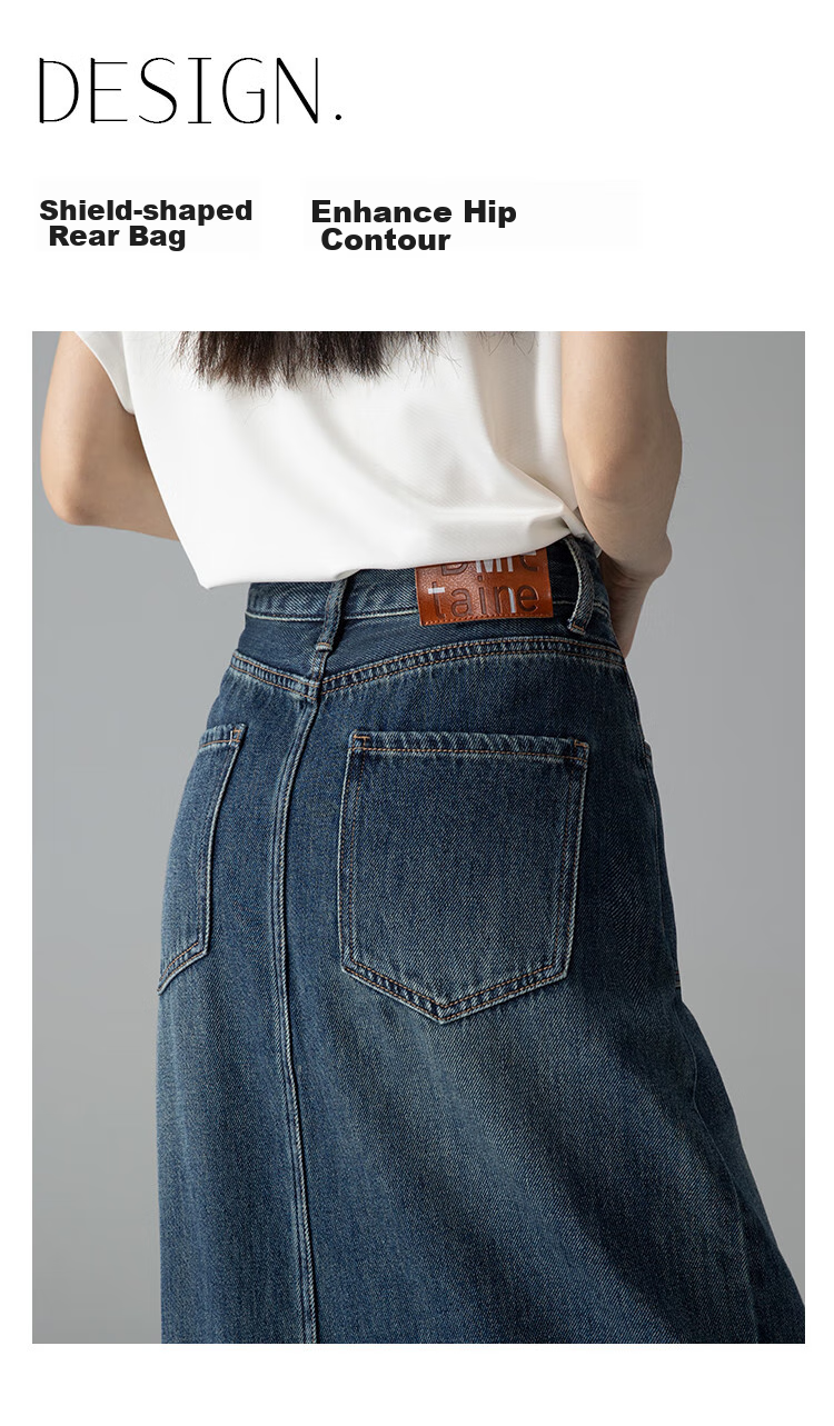 Dme [French Elegant] A-Line Slit Midi Skirt for Women, Spring And Autumn Style, Slimming High-Waist Mid-Length Skirt 14