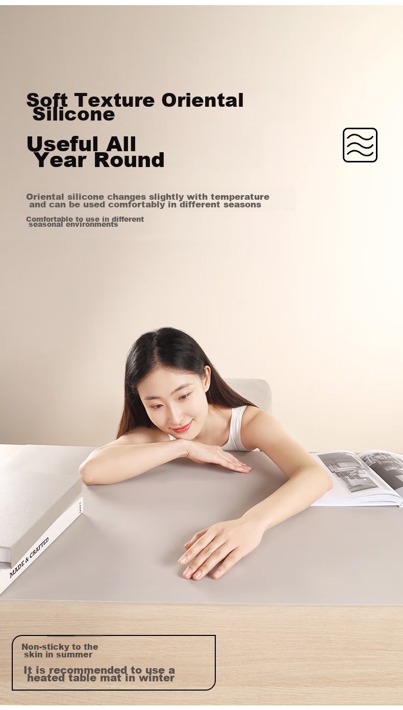 Resen Beige 60*40 Desk Mat, Student Eye Protection, Study Writing Office Computer Desk Pad, Anti-Stain Dining Table Mat, Furniture Cabinet Silicone Protective Pad, Children's Desk Mat, Special Tablecloth 8