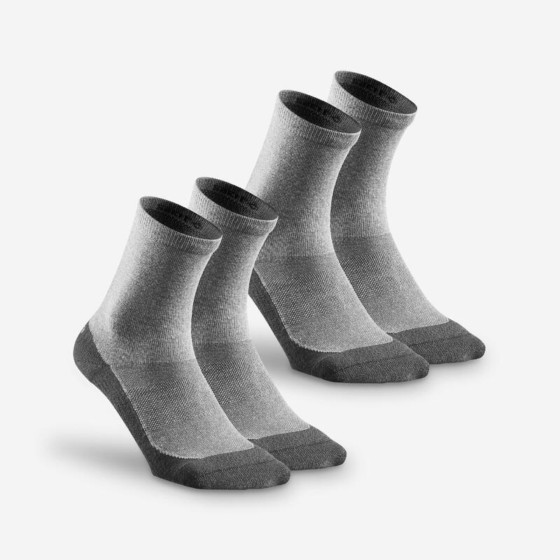 DECATHLON Hiking Socks for Men And Women, Cotton Breathable Socks, 2 Pairs, ODS Gray, Size 39-42 - 4336789 5