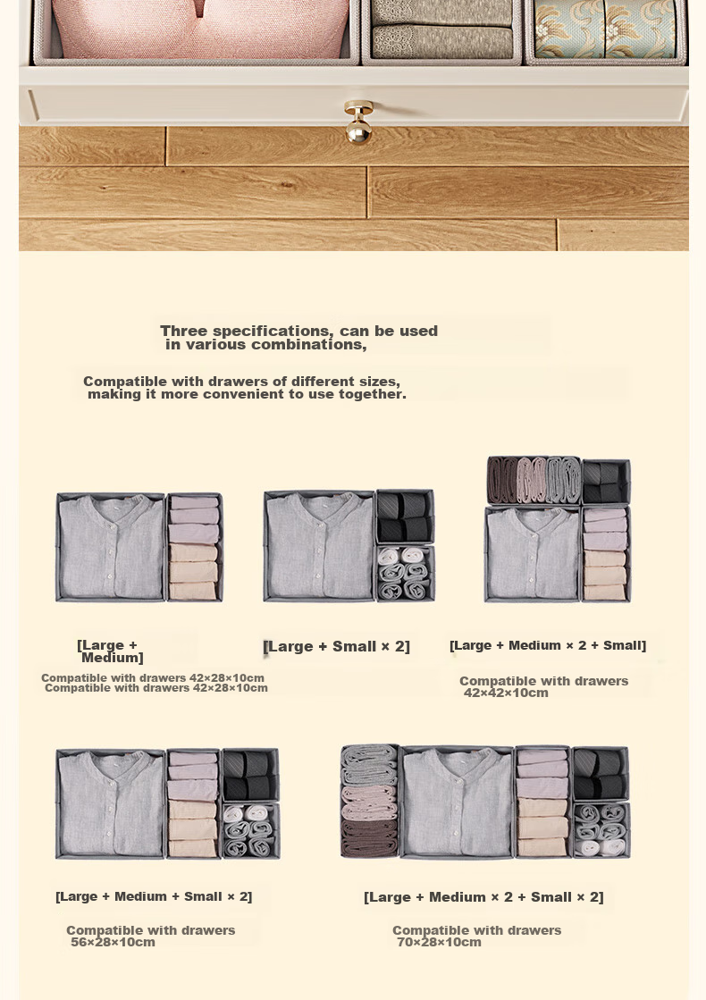 Baicaoyuan Sock And Underwear Storage Box, Bra And Lingerie Organizer, Undergarment Storage Solution, Closet Drawer Divider with Four Compartments 6